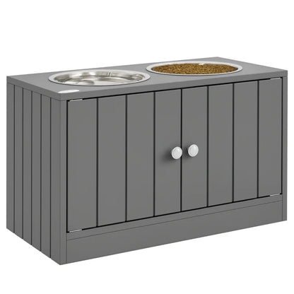 Nancy's Nichelino Voerbak voor Honden - Drinkbak - Voerstation - Met kastruimte - Grijs - ± 60 x 30 x 35 cm