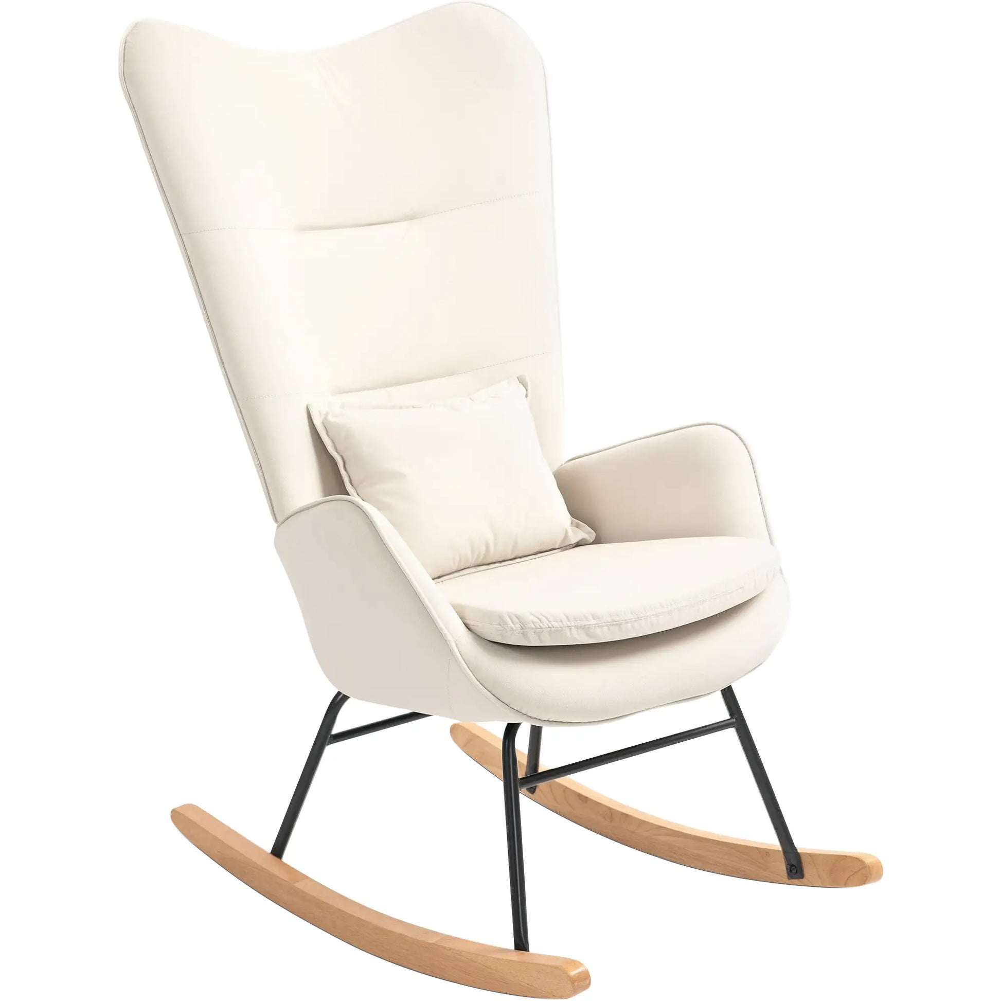 Nancy's Vermoil Schommelstoel - Relaxstoel - Loungestoel - Roomwit - Fluweel