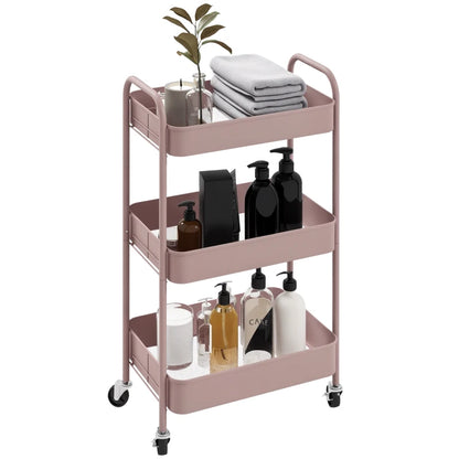 Nancy's Monterosi Trolley - Serveerwagen - Keukentrolley - Roze - Staal - ± 45 x 30 x 80 cm