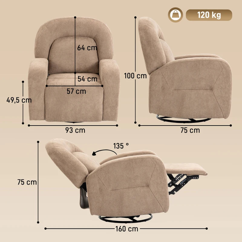 Nancy's Spinea Relaxfauteuil - Relaxstoel - Loungestoel - Verstelbaar - Draaibaar - Kaki - Fluweel