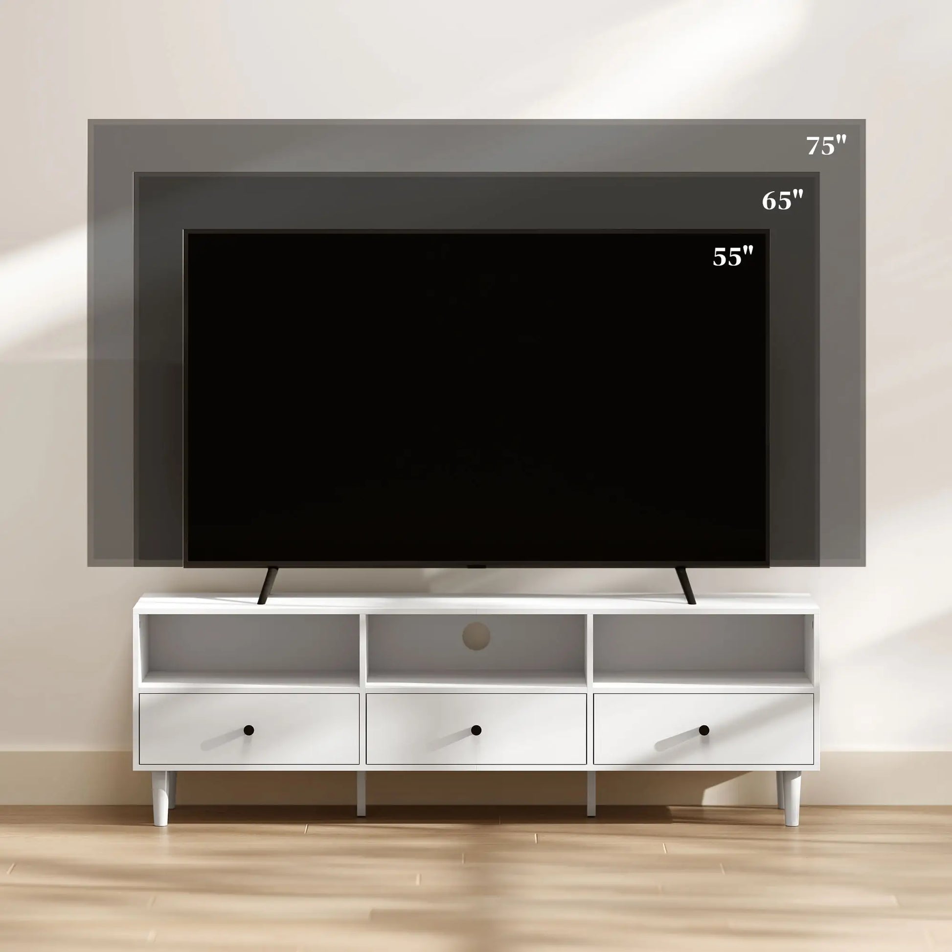 Nancy's Delianuova TV-Meubel - TV Kast - Lowboard - Wit - ± 140 x 35 x 45 cm