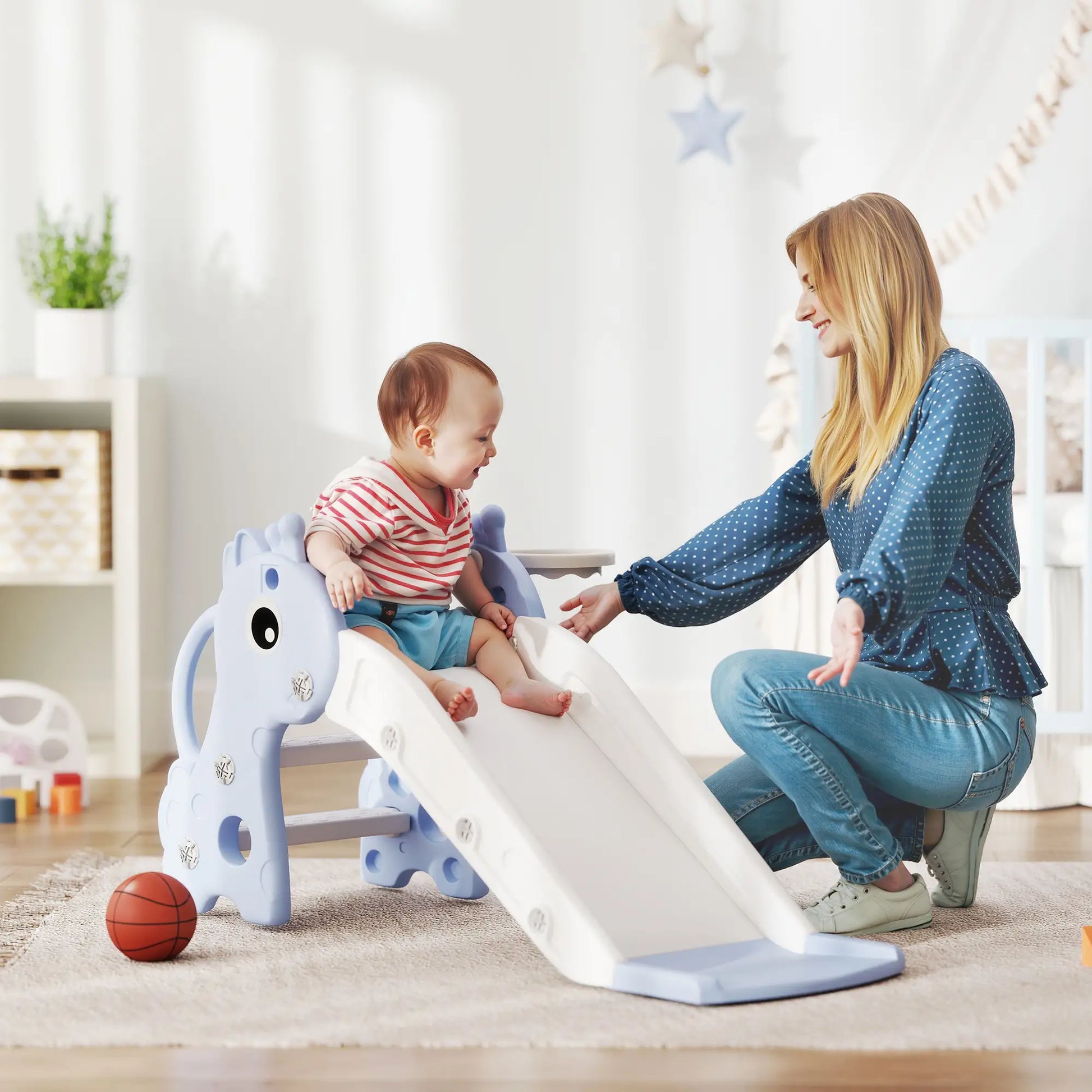 Nancy's Compiano Glijbaan - Kinderglijbaan - Speeltoestel - Blauw / Wit