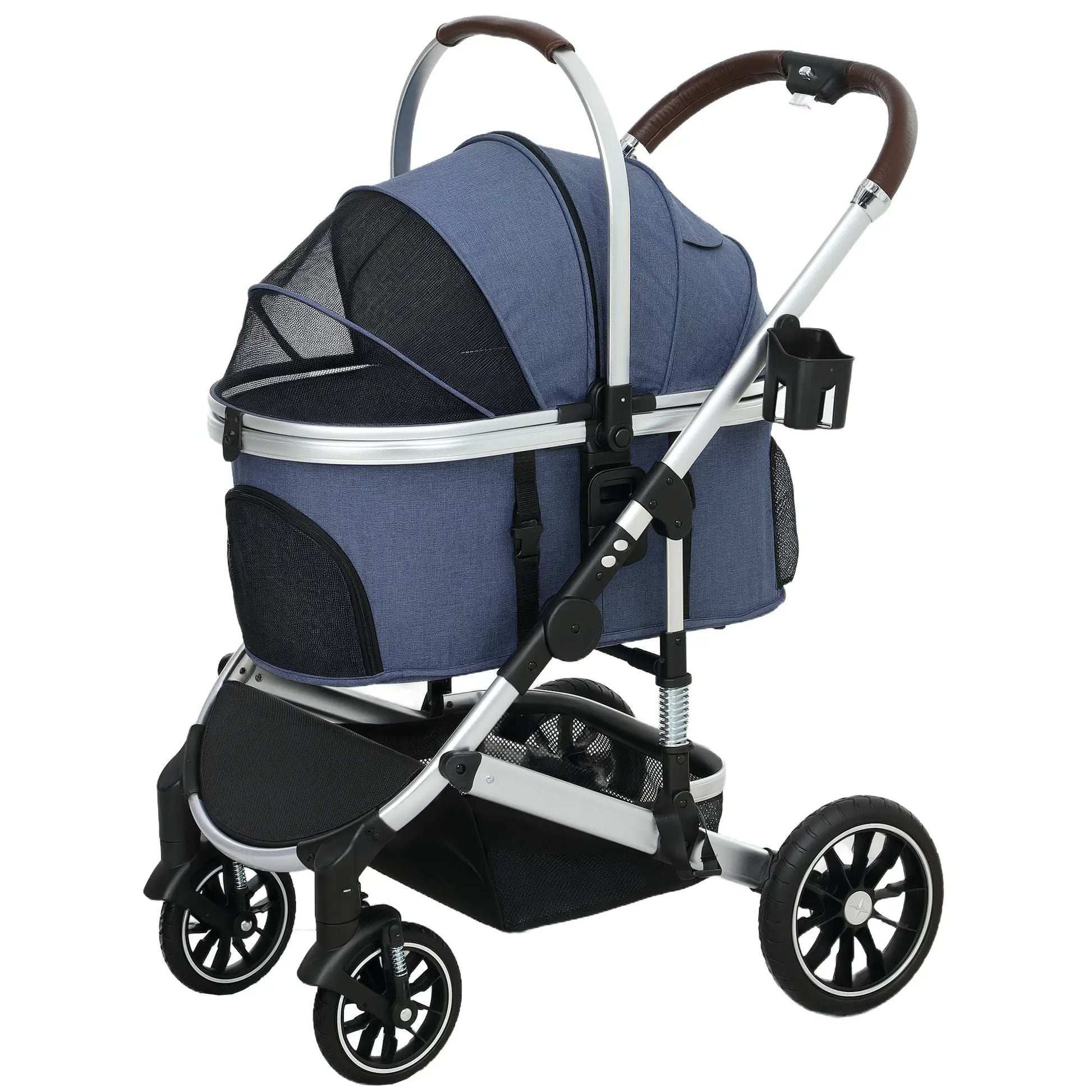 Nancy's Collegiove Reiswagen voor Huisdieren - Kattenbuggy - Hondenbuggy - Blauw / Zilver