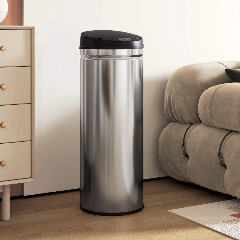Nancy's Moiano Sensor Afvalbak - Automatische prullenbak - Sensor Prullenbak - Zilver / Zwart - RVS - 50 Liter
