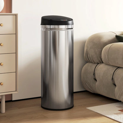 Nancy's Moiano Sensor Afvalbak - Automatische prullenbak - Sensor Prullenbak - Zilver / Zwart - RVS - 50 Liter
