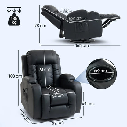 Nancy's Pollone Massagestoel - Relaxfauteuil met massagefunctie - Warmte massage - Schommelfunctie - Zwart - Kunstleer
