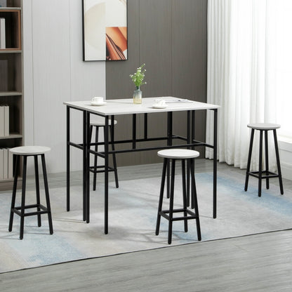 Nancy's Leeds Bar table set in industrial design, 6 pieces, 2 tables and 4 bar stools