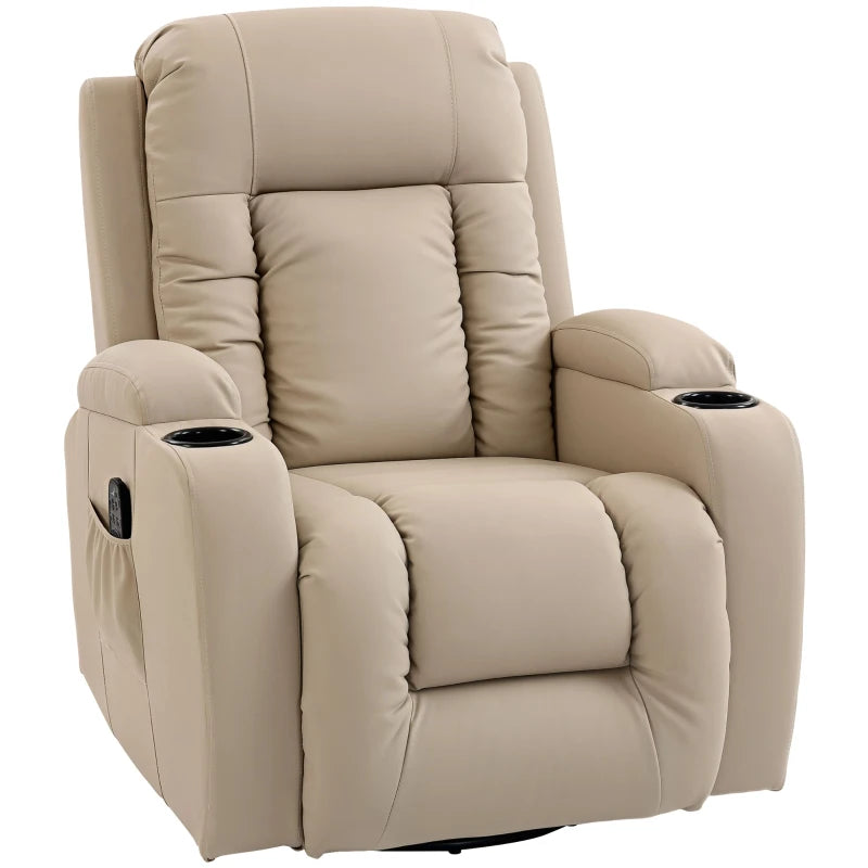 Nancy's Pollica Massagestoel - Relaxfauteuil met schommelfunctie - Verwarmde massage - Crèmewit - Kunstleer