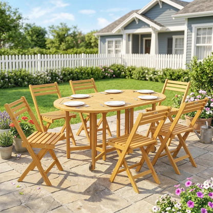 Nancy's Sarnonico Tuinset - Tuinmeubelset - Weerbestendig - Uitschuifbare tafel - Acaciahout