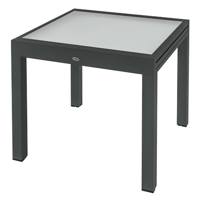 Nancy's Cefalù Tuintafel - Terrastafel - Balkontafel - Verlengbaar - Zwart - Staal / Glas - 160 x 80 x 75 cm