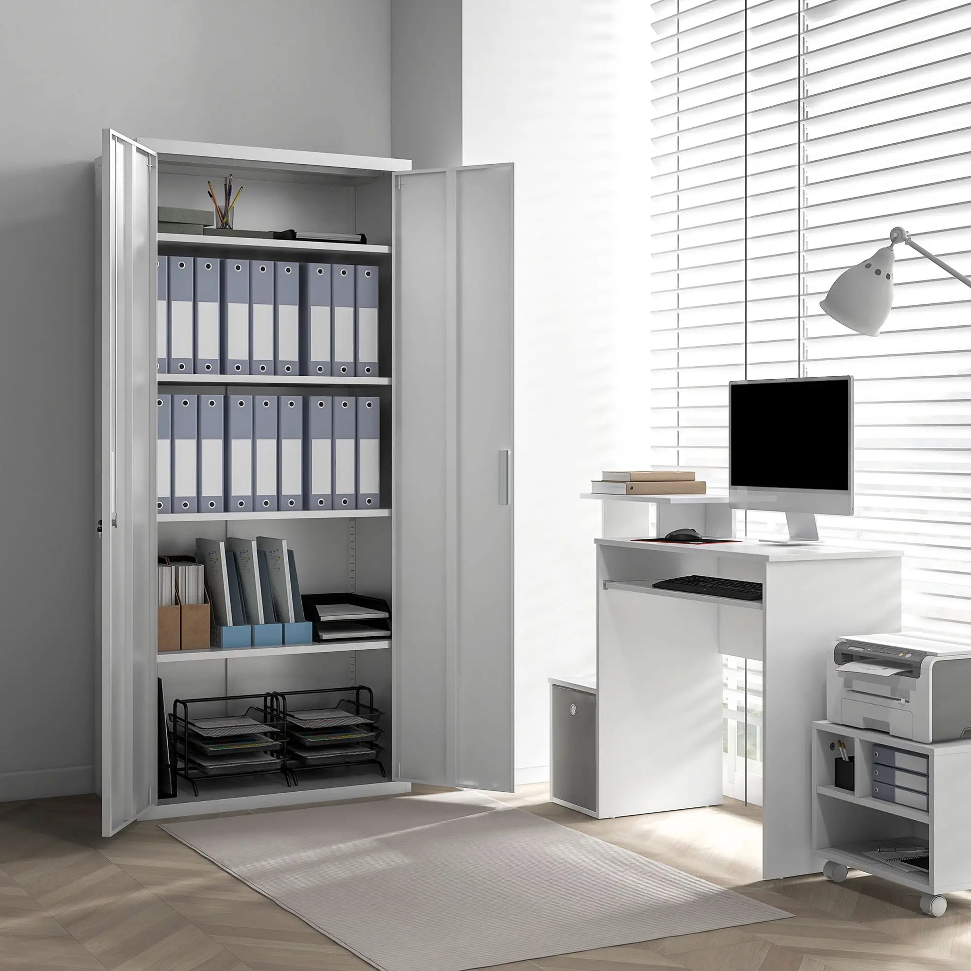Nancy's Lourosa Archiefkast - Dossierkast - Kantoorkast - Wit - Staal - 80 x 40 x 180 cm