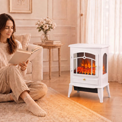 Nancy's Vallefiorita Elektrische Haard - Vrijstaand - Thermostaat - 2 verwarmingsstanden & snelle convectiewarmte - 3-zijdig panorama & vlammeneffect
