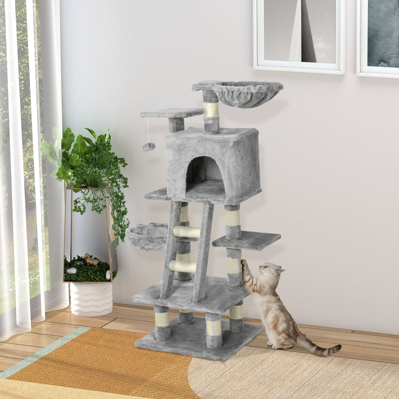Nancy's West Allis Cat Tree - Cat tower with cave - Scratching post - Scratching posts for cats - Gray - 49 x 44 x 120 cm