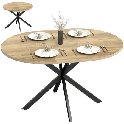 Nancy's Tossicia Eettafel Ovaal - Uitschuifbare eettafel - Tafel ovaal - Naturel hout / Zwart - MDF / Staal