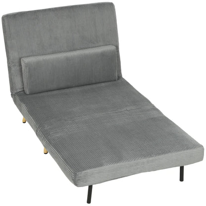Nancy's Varazze Slaapfauteuil - Slaapbank - Slaapstoel - Verstelbare rugleuning - Grijs - Corduroy