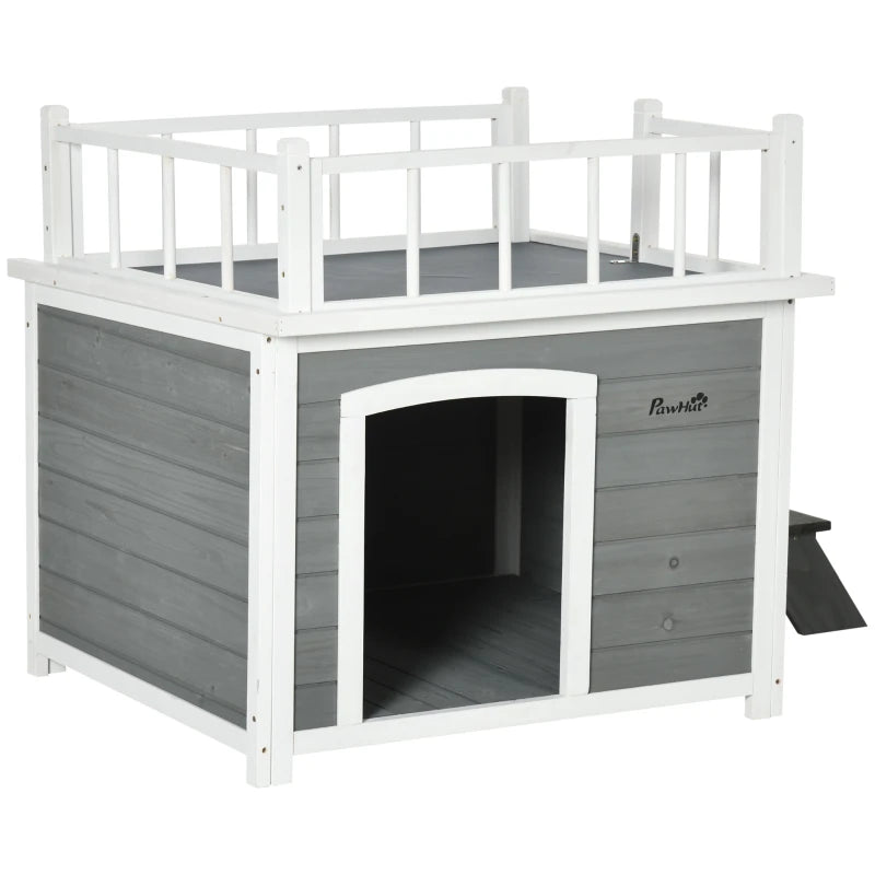 Nancy's Soragna Hondenhok - Hondenverblijf voor buiten - Dakterras - Grijs - Dennenhout - ± 120 x 75 x 80 cm