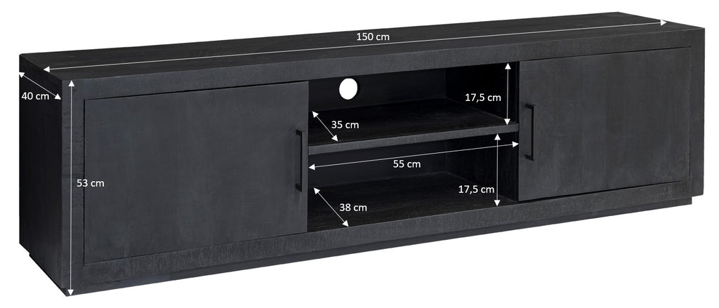 Nancy's Alcafache TV Meubel - TV Kast - Mangohout - Zwart - ± 40 x 150 x 50 cm