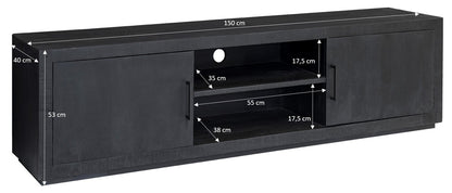 Nancy's Alcafache TV Meubel - TV Kast - Mangohout - Zwart - ± 40 x 150 x 50 cm