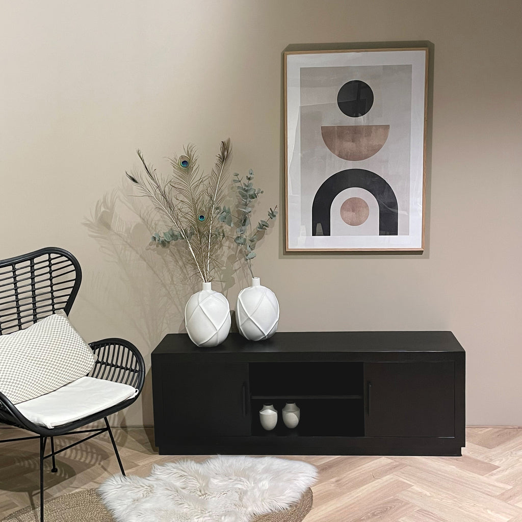 Nancy's Alcafache TV Meubel - TV Kast - Mangohout - Zwart - ± 40 x 150 x 50 cm