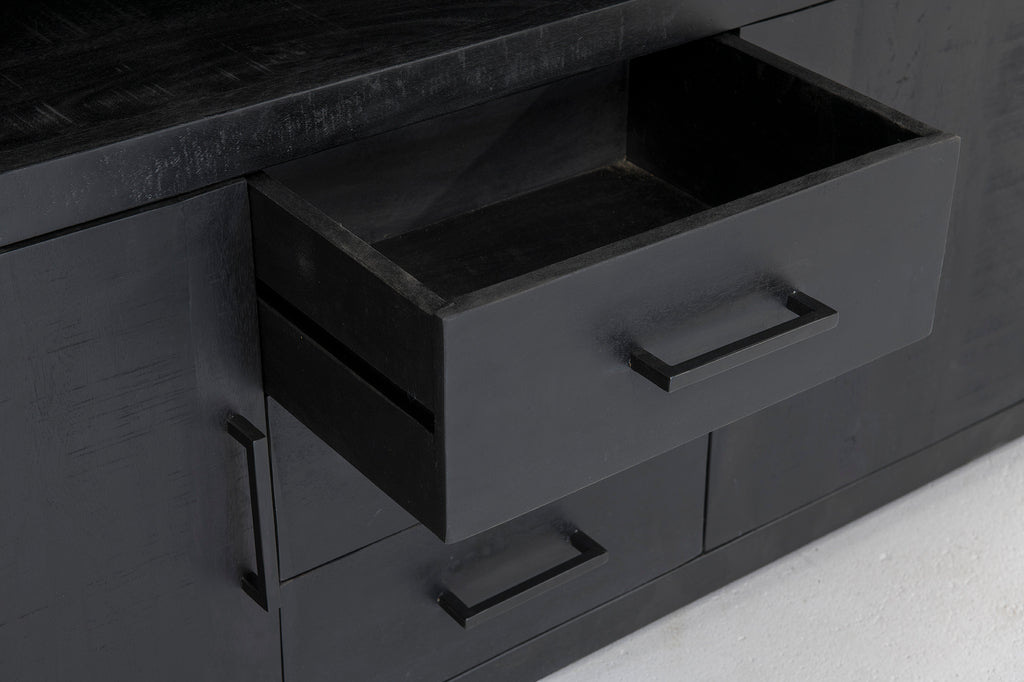 Nancy's Machio Dressoir - Mangohout - Zwart - 40 x 180 x 85 cm