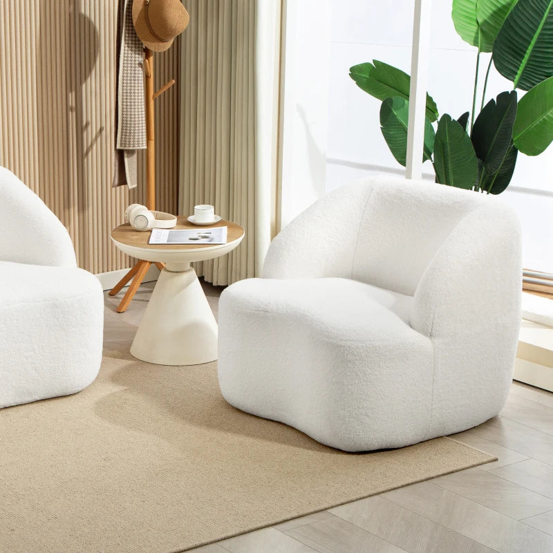 Nancy's Mentana Fauteuil - Relaxstoel - Loungestoel - Crème Wit - Teddy / Fleece