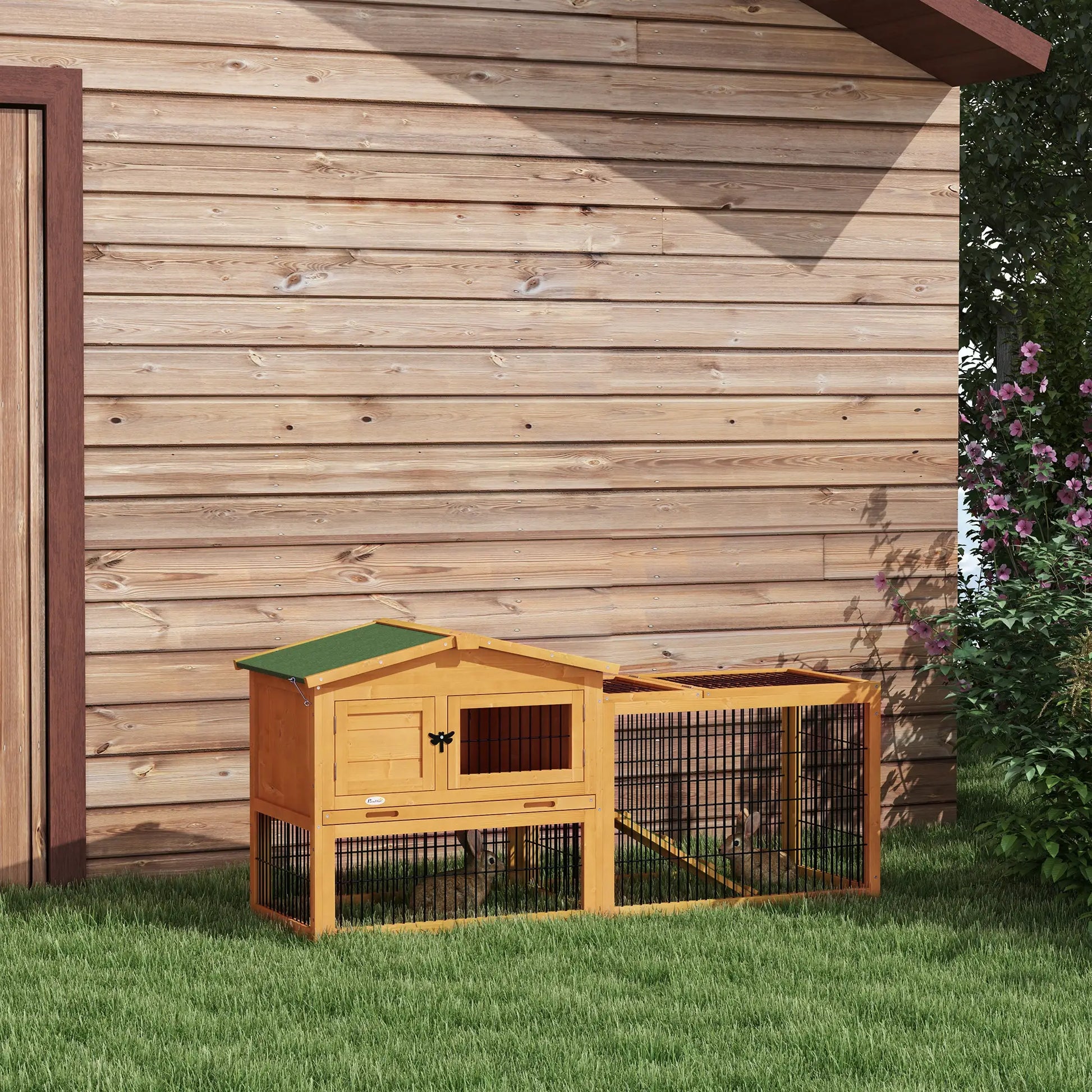 Nancy's Codogno Konijnenhok - Dierenhok - Dierenverblijf - Dennenhout - ± 150 x 50 x 70 cm