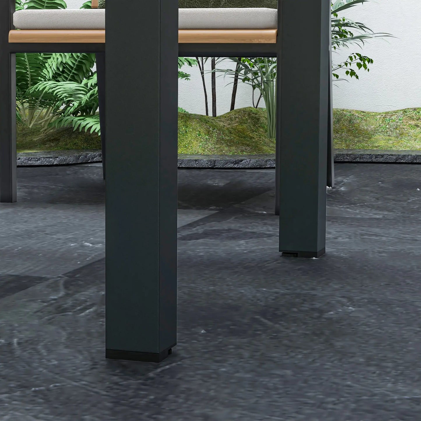 Nancy's Cefalù Tuintafel - Terrastafel - Balkontafel - Verlengbaar - Zwart - Staal / Glas - 160 x 80 x 75 cm