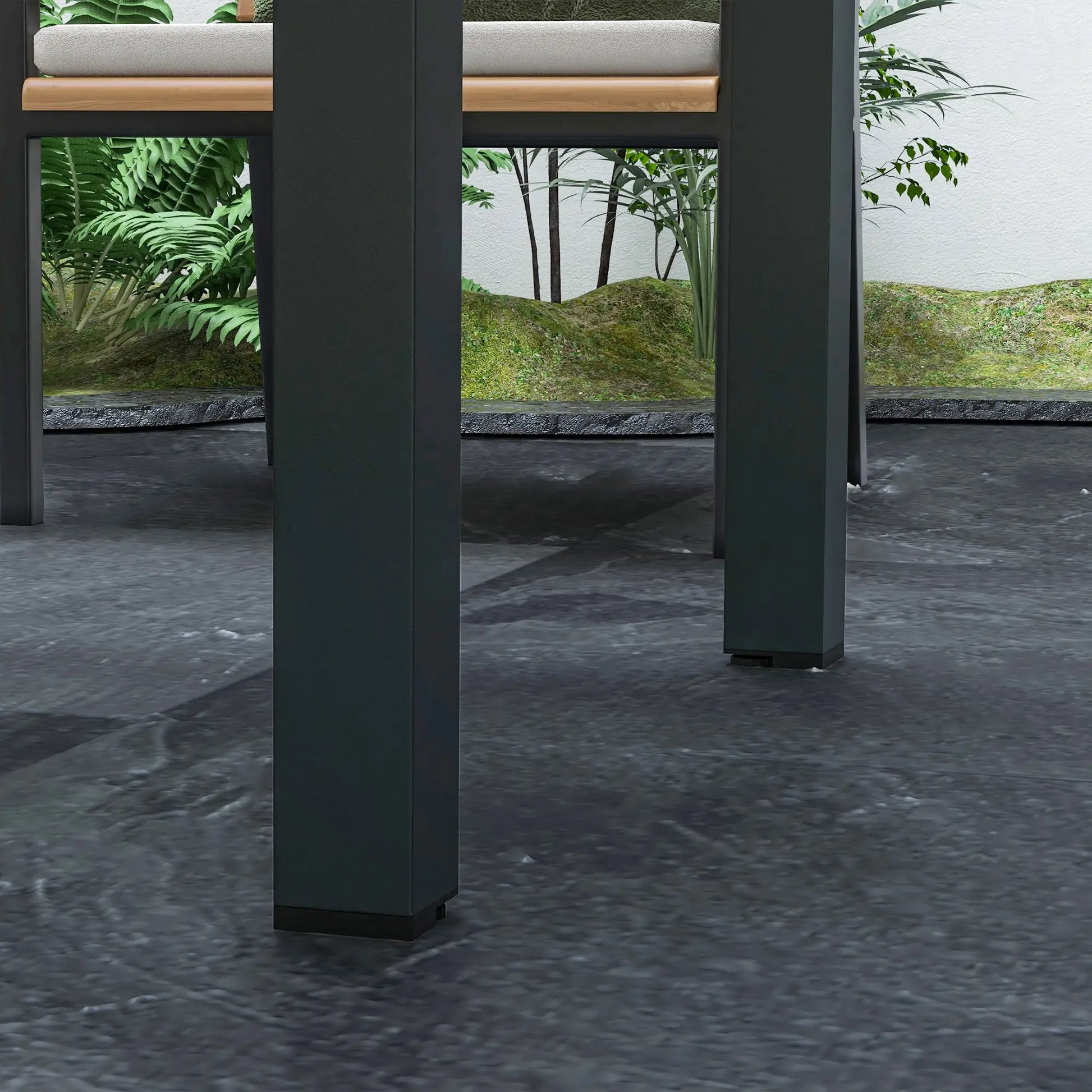 Nancy's Cefalù Tuintafel - Terrastafel - Balkontafel - Verlengbaar - Zwart - Staal / Glas - 160 x 80 x 75 cm