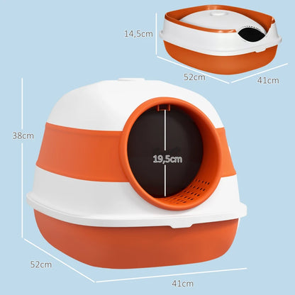 Nancy's Alcoutim Kattenbak - Katten wc - Katten Toilet - Wit / Oranje - ± 50 x 40 x 40 cm