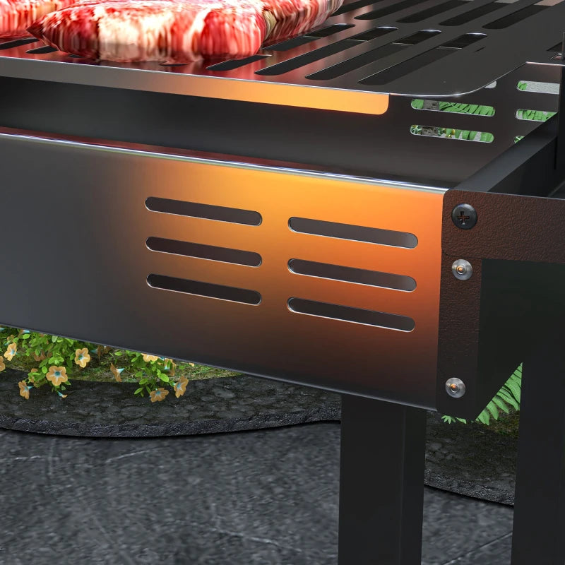 Nancy's Feitos Barbecue - BBQ - Grill - Met Draaispit - Houtskool - Verstelbaar Grillrooster - Staal - Zwart