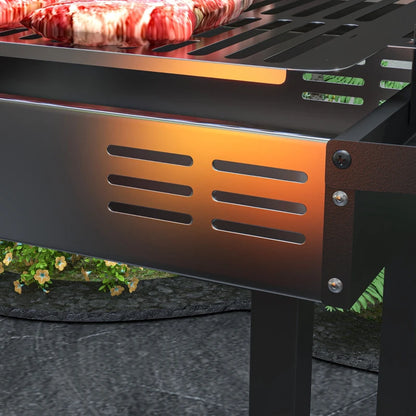 Nancy's Feitos Barbecue - BBQ - Grill - Met Draaispit - Houtskool - Verstelbaar Grillrooster - Staal - Zwart