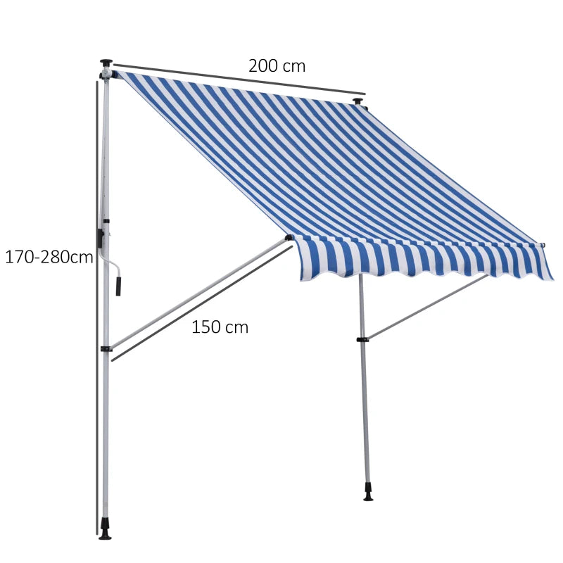 Nancy's Lansdowne Luifel - Zonnescherm - Zonwering - Blauw/Wit - 200 cm breed