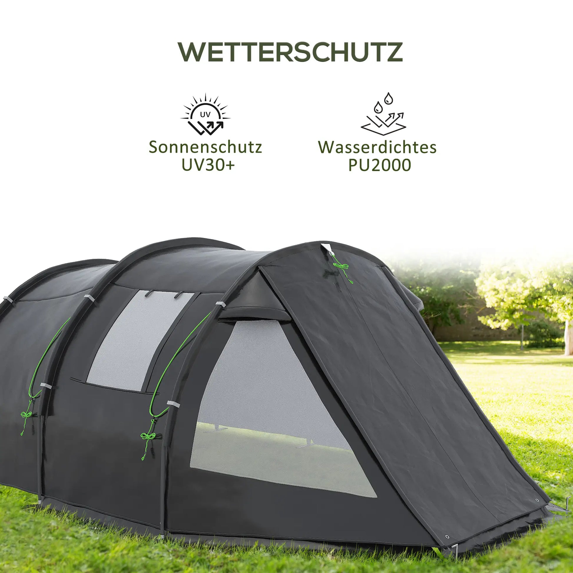 Nancy's Fermentelos Kampeertent - Camping Tent - 3 tot 4 personen - Zwart - ± 475 x 265 x 170 cm