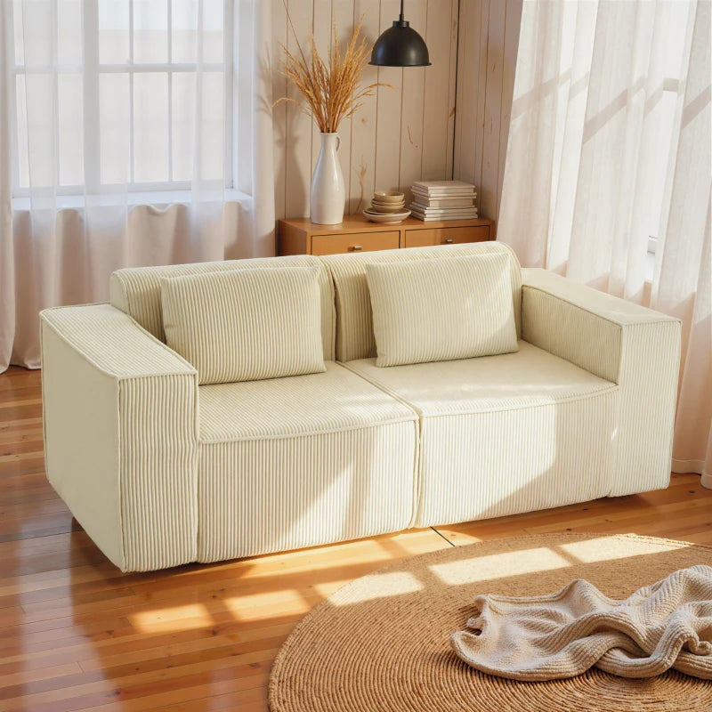 Nancy's Senales 3-Zitsbank - Driezitsbank - Woonkamerbank - Zitbank - Beige - Corduroy - ± 200 x 90 x 75 cm
