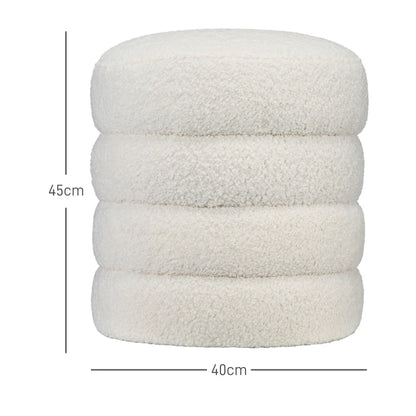 Nancy's Aosta Poef - Hocker - Roomwit - Teddy - Fleece
