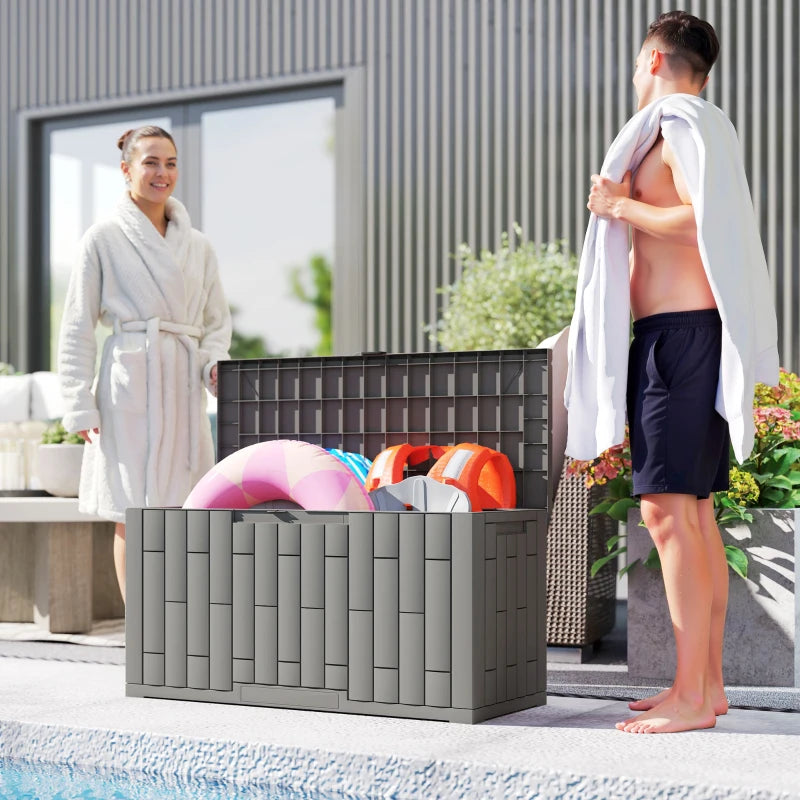 Nancy's Scalea Tuinkussenbox - Opbergbox voor buiten - Tuinbox - 227 Liter - Grijs - Kunststof - ± 105 x 45 x 55 cm