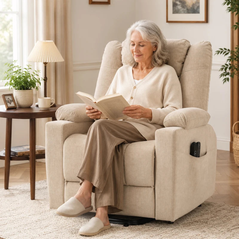 Nancy's Valstrona Sta op Stoelen - Seniorenstoel - Opsta stoel - Trilmassage & Warmte - Crèmewit