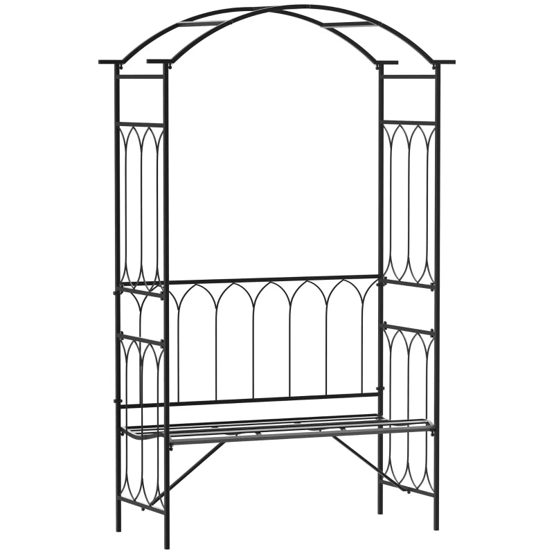 Nancy's Riccia Tuinbank - Rozenboog - Parkbank - Zwart - Staal - ± 115 x 50 x 205 cm