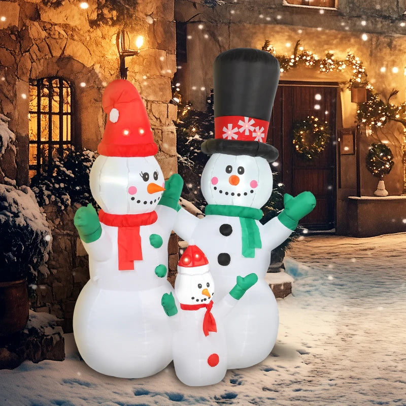 Nancy's Oriolo Opblaasbare Kerst Sneeuwpoppen - LED-Lampjes - Rood / Groen / Zwart - 165 x 80 x 180 cm