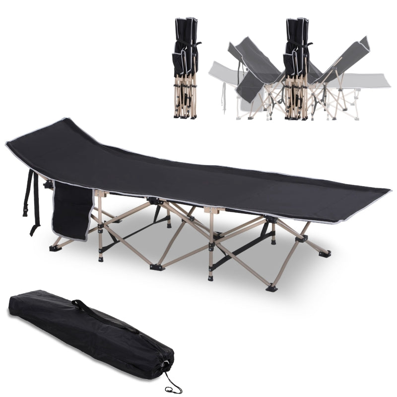 Nancy's Valladolid Stretcher - Camping bed - Field bed - Black - ± 190 x 70 x 50 cm