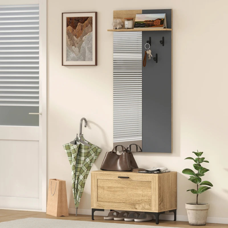 Nancy's Paulilatino Wandgarderobe - Garderobekast - Halgarderobe - Hout / Grijs - ± 60 x 15 x 130 cm