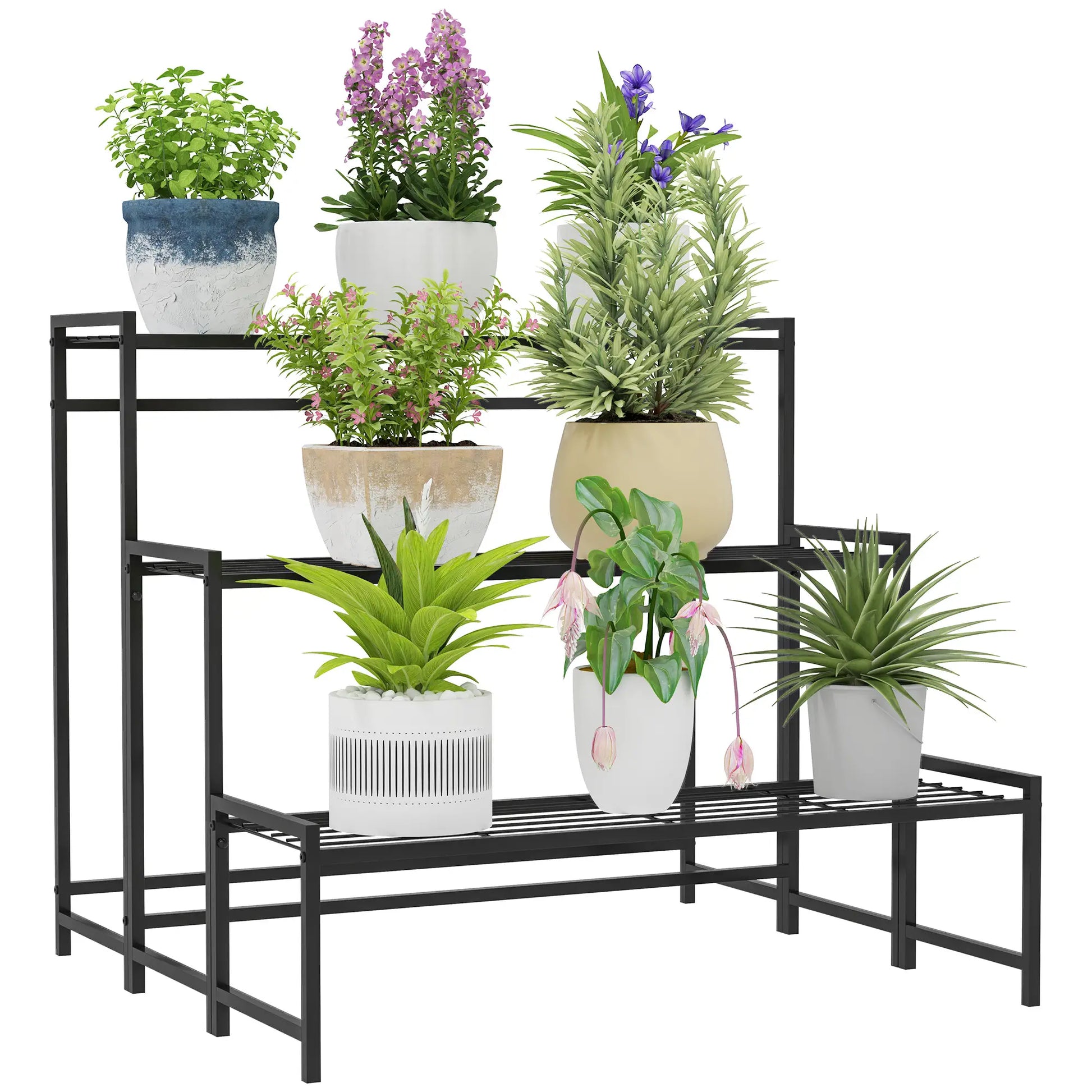 Nancy's Maxial Plantenrek - Bloemenstandaard - Plantenstandaard - Zwart - Staal - ± 75 x 70 x 65 cm