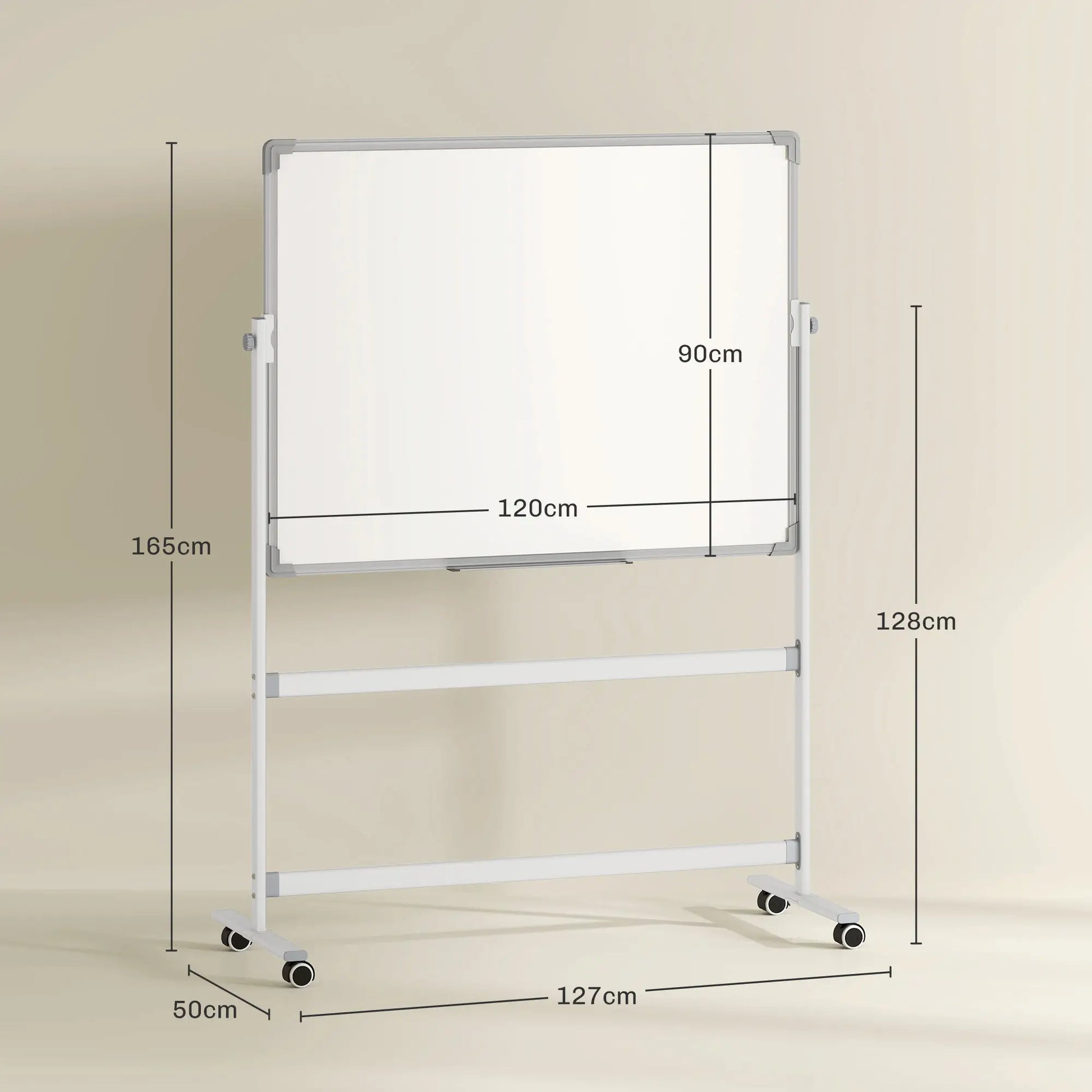 Nancy's Infias Whiteboard - Magneetbord - Draaibaar en Verrijdbaar - Inclusief accessoires - ± 130 x 50 x 165 cm