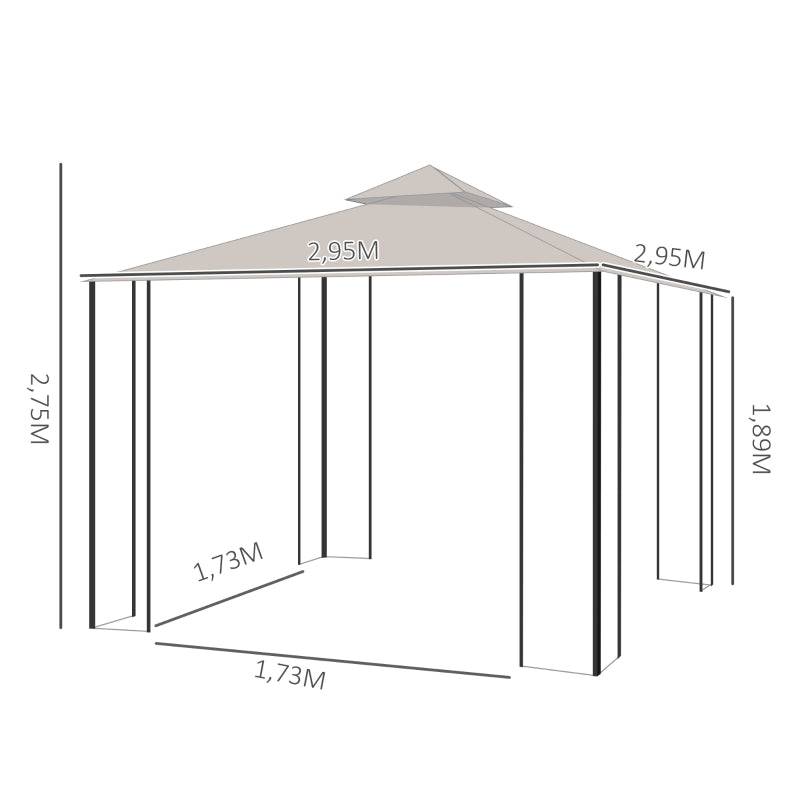 Nancy's Castilië Paviljoen - Tuinpaviljoen - Partytent - Tuintent - Feesttent Dubbel dak - ± 300 x 300 cm