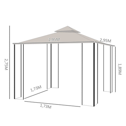 Nancy's Castilië Paviljoen - Tuinpaviljoen - Partytent - Tuintent - Feesttent Dubbel dak - ± 300 x 300 cm