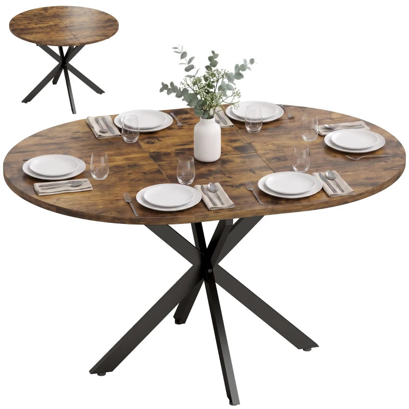Nancy's Tossicia Eettafel Ovaal - Uitschuifbare eettafel - Tafel ovaal - Bruin / Zwart - MDF / Staal