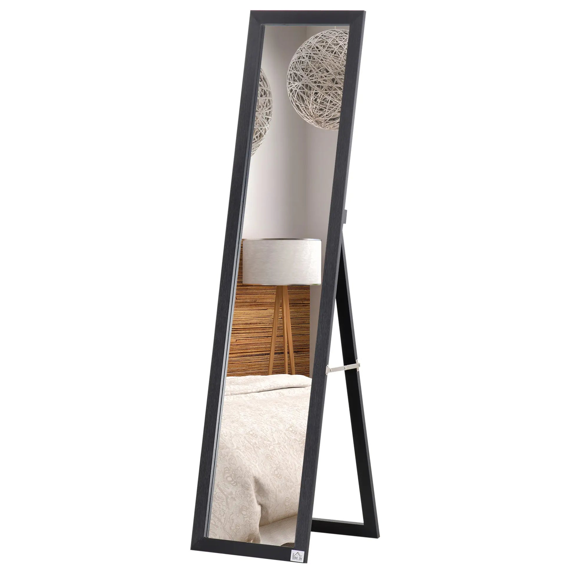 Nancy's Fornoli Staande Spiegel - Kledingspiegel - Zwart - ± 35 x 35 x 155 cm