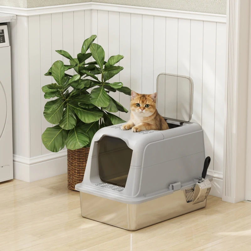 Nancy's Taormina Kattenbak - Katten Toilet - Katten WC - Lichtrijs - RVS / Kunststof - ± 60 x 40 x 40 cm
