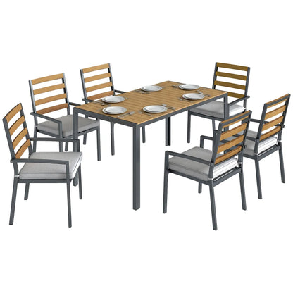 Nancy's Sarnano Tuinset - Tuintafel Set - 7-Delige Tuinmeubel Set - Grijs / Naturel