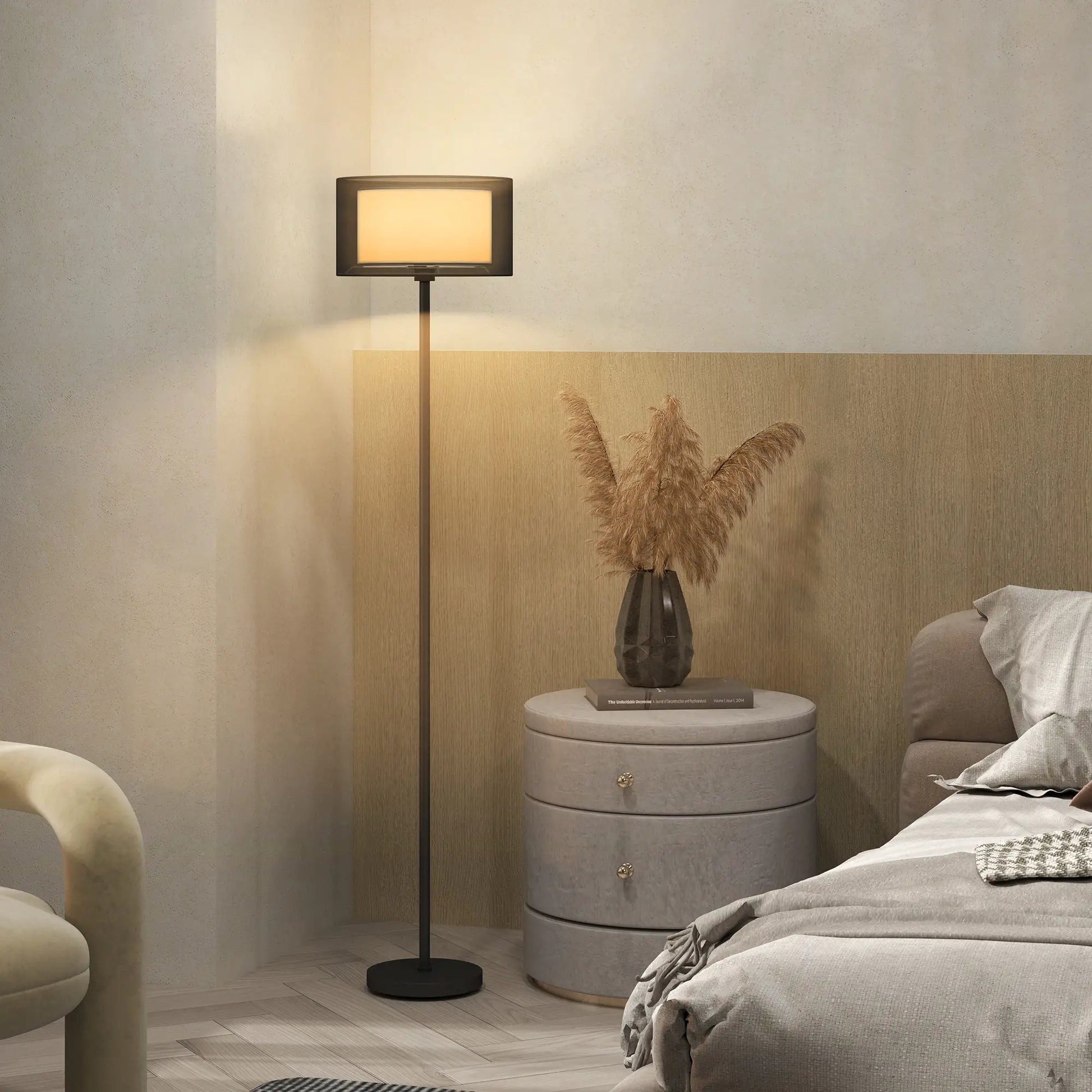 Nancy's Glorenza Vloerlamp - Staande Lamp - Zwart / Wit